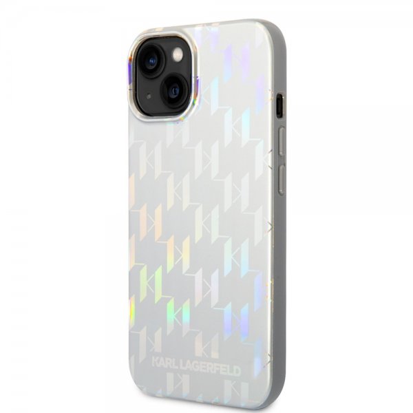 Karl Lagerfeld iPhone 14 Skal Monogram Iridescent Silver