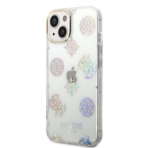Guess iPhone 14 Skal Peony Glitter Vit
