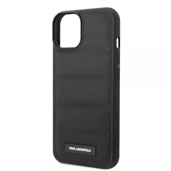 Karl Lagerfeld iPhone 14 Skal Quilted Nylon Puffy Case Logo Plate Svart