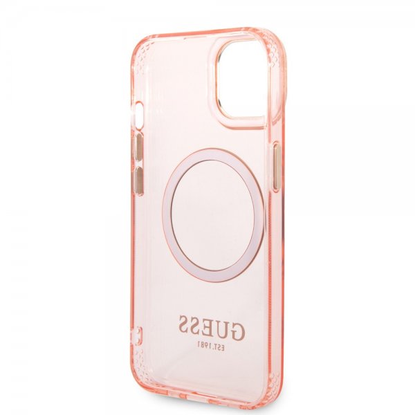Guess iPhone 14 Skal Translucent MagSafe Rosa