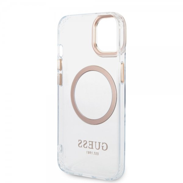 Guess iPhone 14 Skal Transparent MagSafe Guld Transparent