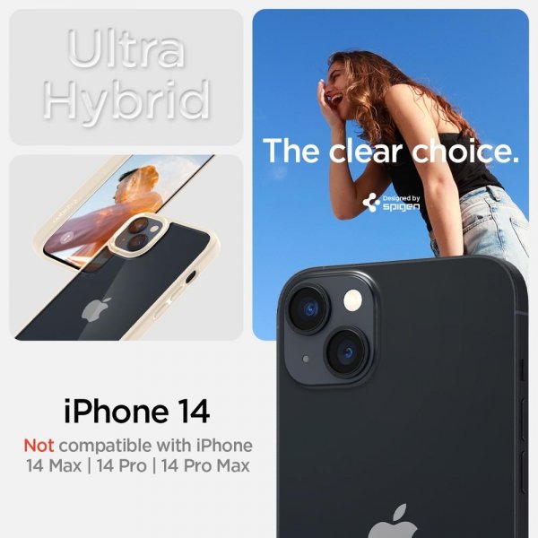 Spigen iPhone 14 Skal Ultra Hybrid Sand Beige