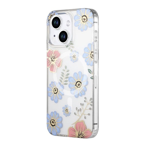 iPhone 14 Plus/iPhone 15 Plus Skal Blommönster MagSafe Röd Blå