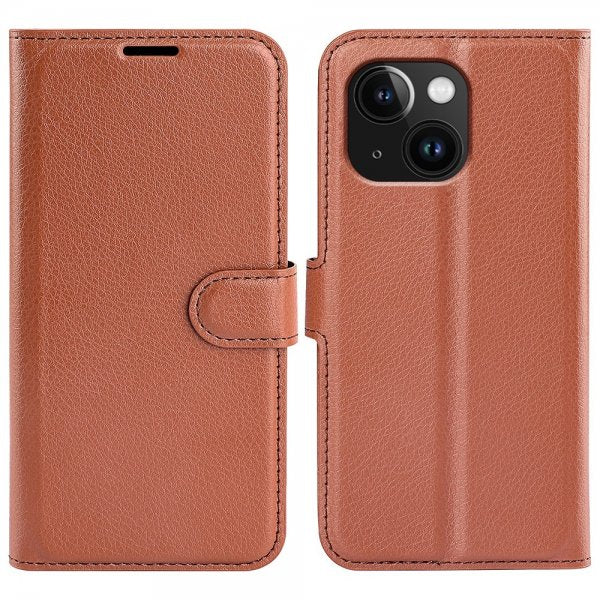 iPhone 15 Plus Fodral Litchi Brun
