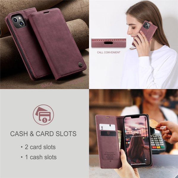 CaseMe iPhone 15 Plus Fodral Retro Flip Röd