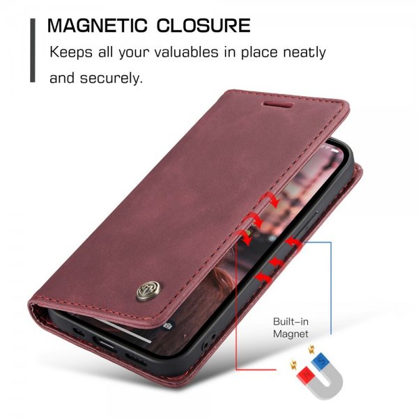 CaseMe iPhone 15 Plus Fodral Retro Flip Röd