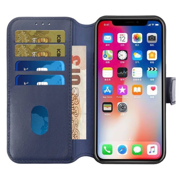 Rvelon iPhone 15 Plus Fodral Äkta Läder Blå