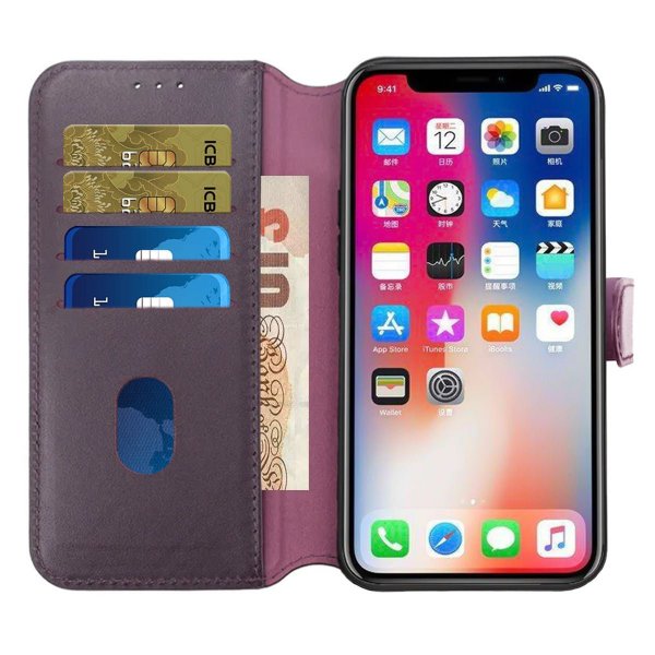 Rvelon iPhone 15 Plus Fodral Äkta Läder Lila