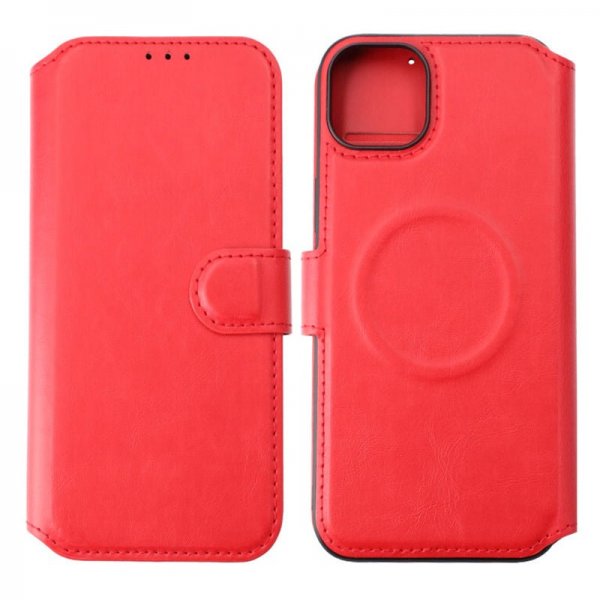 Rvelon iPhone 15 Plus Fodral 4 Kortfack MagSafe Röd
