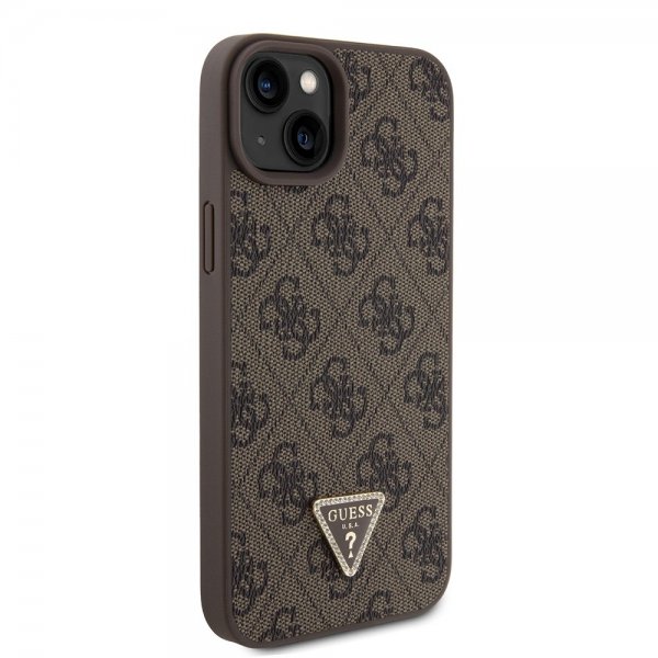 Guess iPhone 15 Plus Skal 4G Metal Triangle Strass Brun