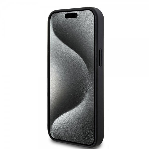 Mercedes Benz iPhone 15 Plus Skal Carbon Effect Leather Stripe AMG Svart