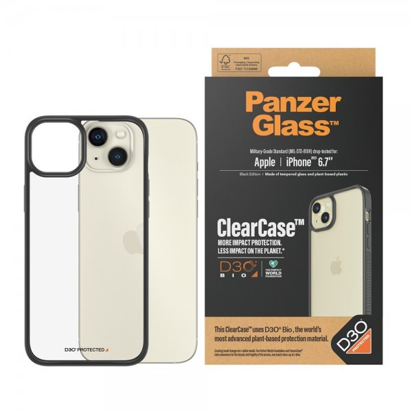 PanzerGlass iPhone 15 Plus Skal ClearCase D3O Svart