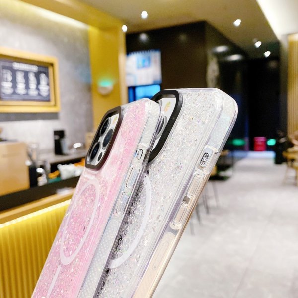 iPhone 15 Plus Skal Glitter MagSafe Vit