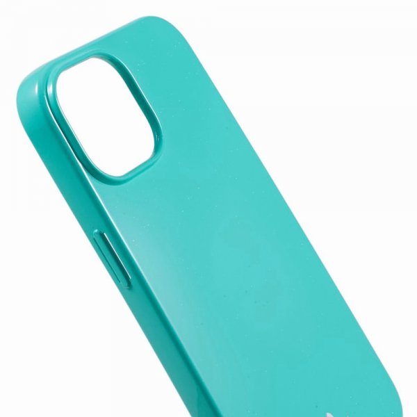 Mercury iPhone 15 Plus Skal Jelly Glitter Cyan