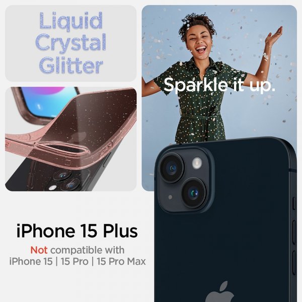 Spigen iPhone 15 Plus Skal Liquid Crystal Glitter Rose Quartz