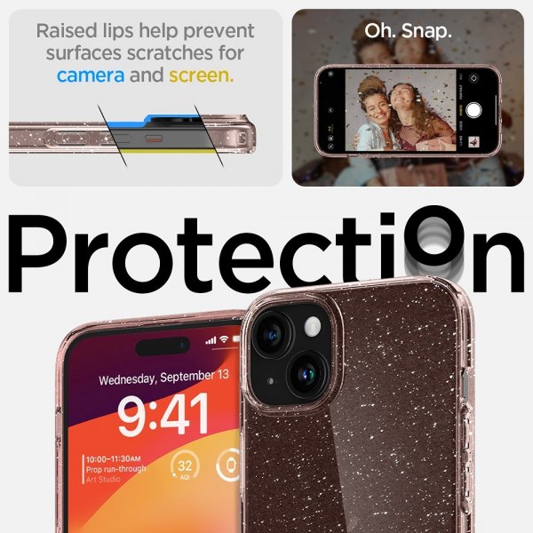 Spigen iPhone 15 Plus Skal Liquid Crystal Glitter Rose Quartz