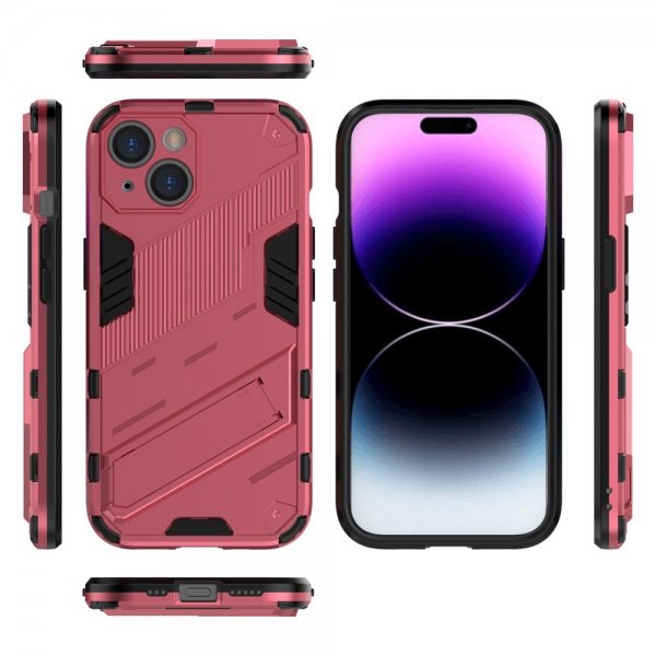 iPhone 15 Plus Skal med Stativ Magenta