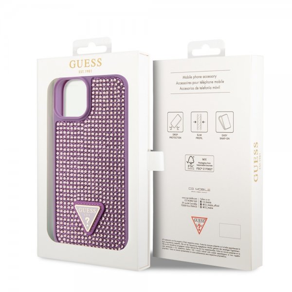 Guess iPhone 15 Plus Skal Rhinestone Lila