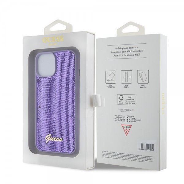Guess iPhone 15 Plus Skal Sequin Lila