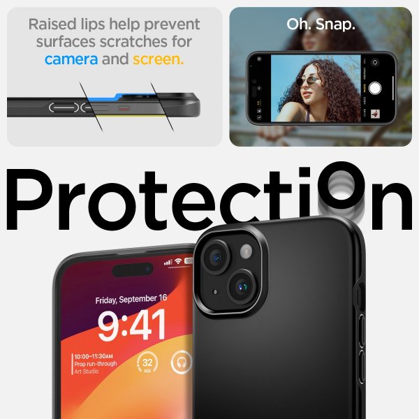 Spigen iPhone 15 Plus Skal Thin Fit Svart