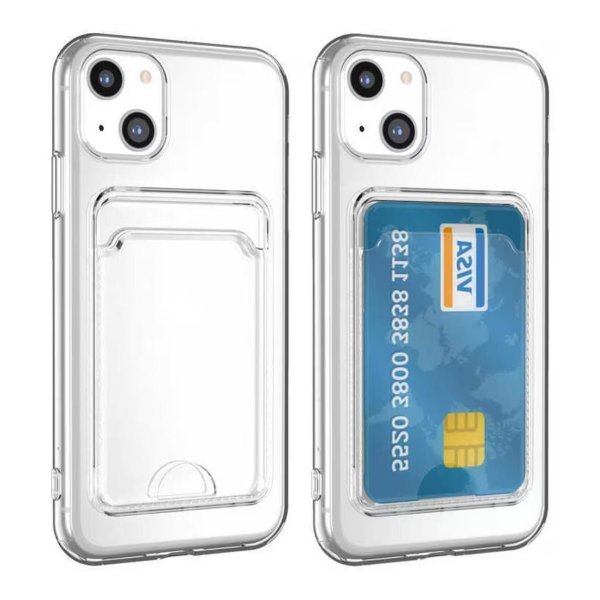 iPhone 15 Plus Skal Korthållare Stöttåligt Transparent