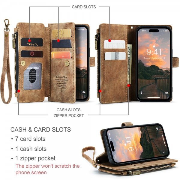 CaseMe iPhone 15 Pro Fodral C30 Series Brun