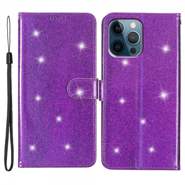 iPhone 15 Pro Fodral Glitter Lila