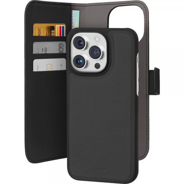 Puro iPhone 15 Pro Fodral Wallet Detachable 2 in 1 Svart
