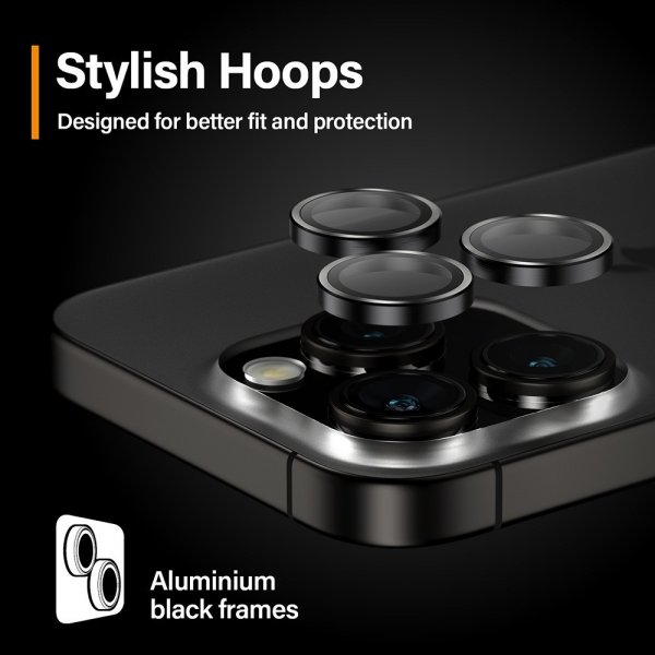 PanzerGlass iPhone 15 Pro/iPhone 15 Pro Max Kameraskydd Hoops Svart
