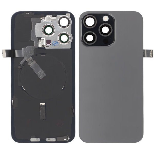 iPhone 15 Pro Max Baksida Glas Komplett OEM - Titansvart