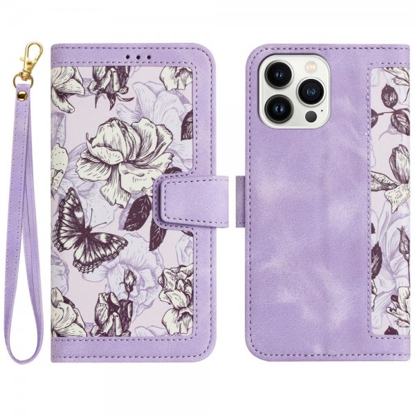 iPhone 15 Pro Max Fodral Blommönster Lila