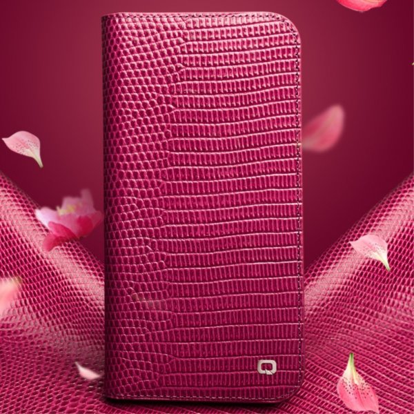 Qialino iPhone 15 Pro Max Fodral Krokodiltextur Rosa