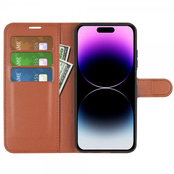 iPhone 15 Pro Max Fodral Litchi Brun