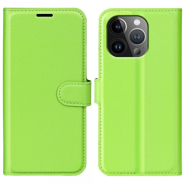 iPhone 15 Pro Max Fodral Litchi Grön