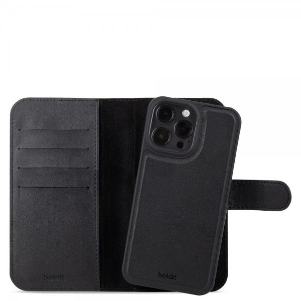 Holdit iPhone 15 Pro Max Fodral Wallet Case Magnet Plus Svart