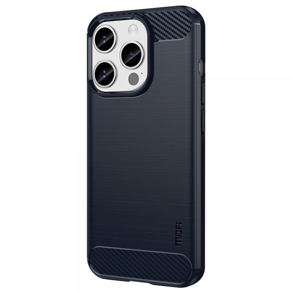 Mofi iPhone 15 Pro Max Skal Borstad Kolfibertextur Blå