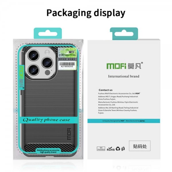 Mofi iPhone 15 Pro Max Skal Borstad Kolfibertextur Svart