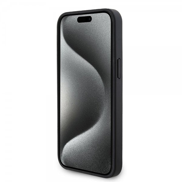 Mercedes Benz iPhone 15 Pro Max Skal Carbon Effect Leather Stripe AMG Svart