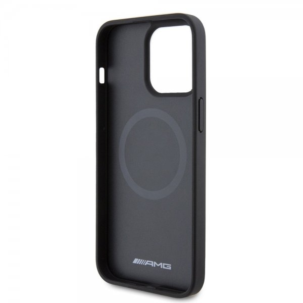 Mercedes Benz iPhone 15 Pro Max Skal Carbon Effect Leather Stripe AMG Svart