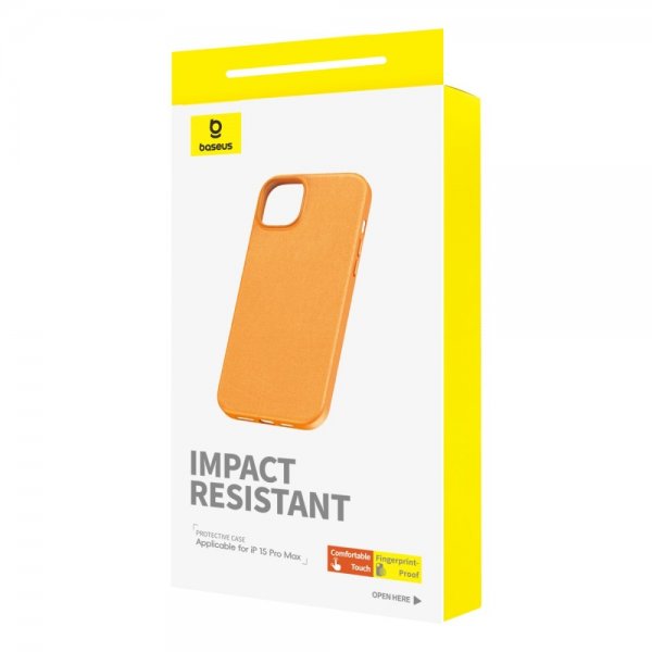 Baseus iPhone 15 Pro Max Skal Fauxther Series Orange