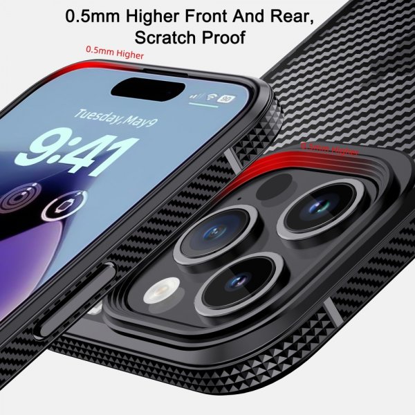 Ipaky iPhone 15 Pro Max Skal Kolfibermönster Blå