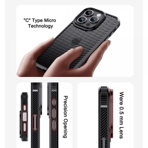 Ipaky iPhone 15 Pro Max Skal Kolfibermönster Blå