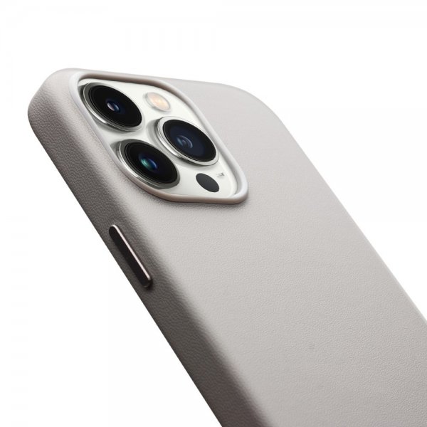 Qialino iPhone 15 Pro Max Skal Konstläder MagSafe Grå