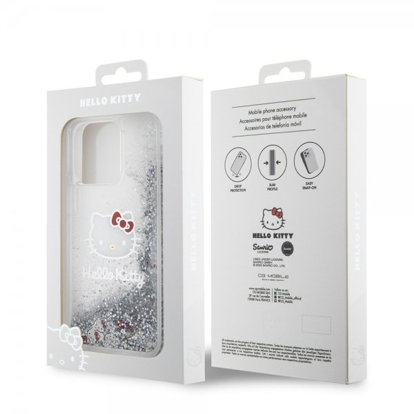 Hello Kitty iPhone 15 Pro Max Skal Liquid Glitter Translucent