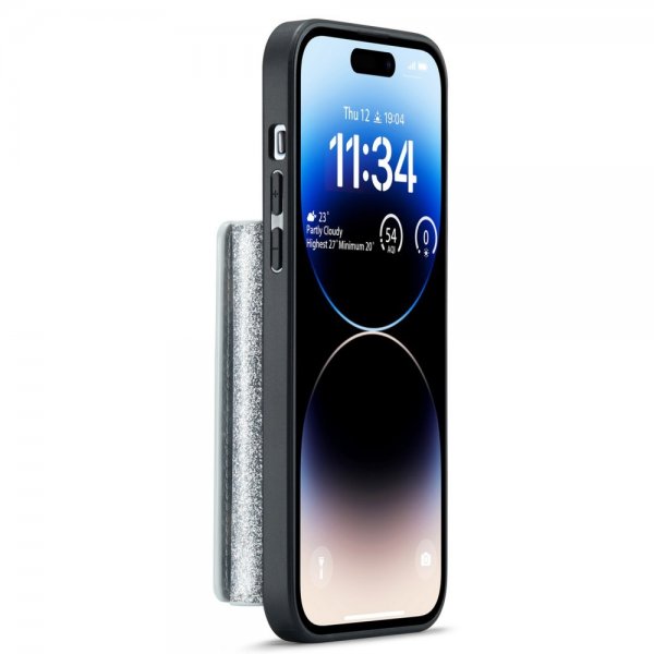 Dg.Ming iPhone 15 Pro Max Skal M3 Series Löstagbar Korthållare Glitter Silver
