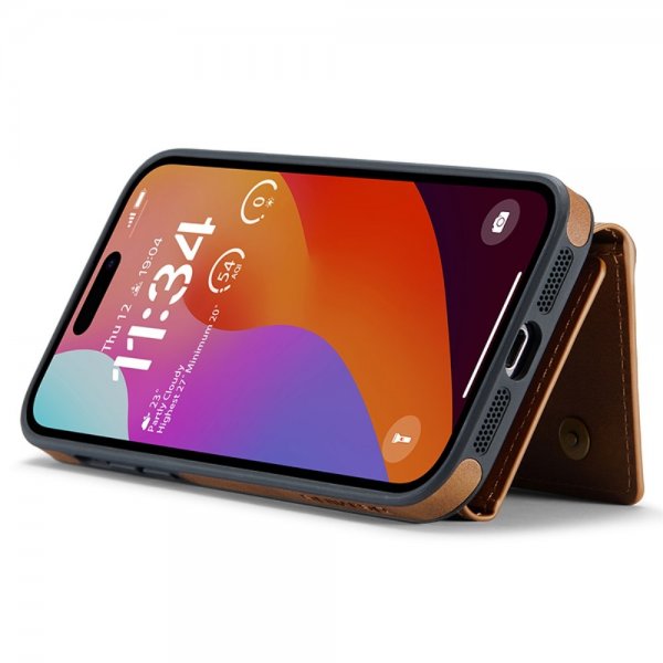 Dg.Ming iPhone 15 Pro Max Skal M5 Series Löstagbar Korthållare Brun