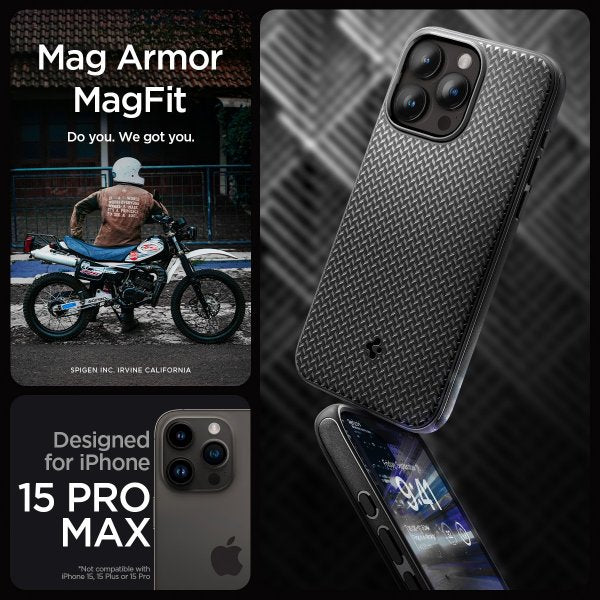 Spigen iPhone 15 Pro Max Skal Mag Armor MagFit Matte Black