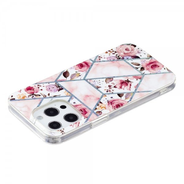 iPhone 15 Pro Max Skal Marmormönster Rosor Rosa