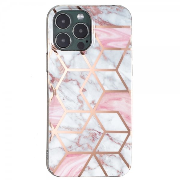 iPhone 15 Pro Max Skal Marmormönster Vit Rosa