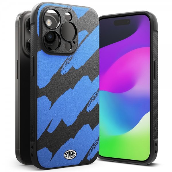 Ringke iPhone 15 Pro Max Skal Onyx Design Blue Brush